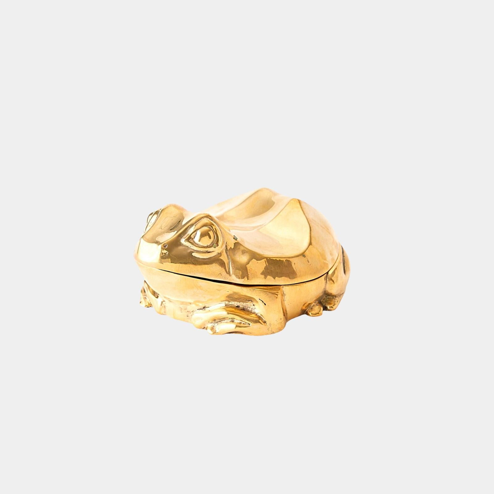 Global Views Solid Brass Frog Box