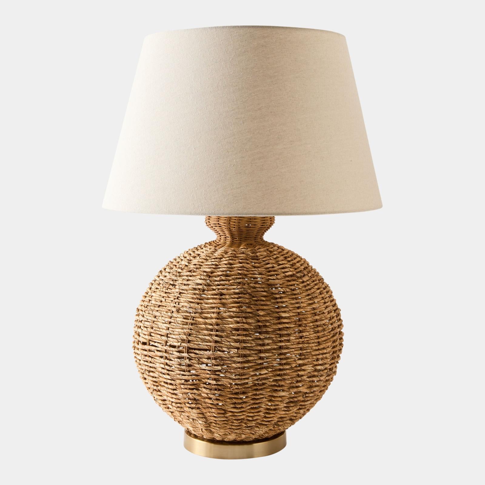Global Views Semaphore Rounded Natural Rattan Lamp