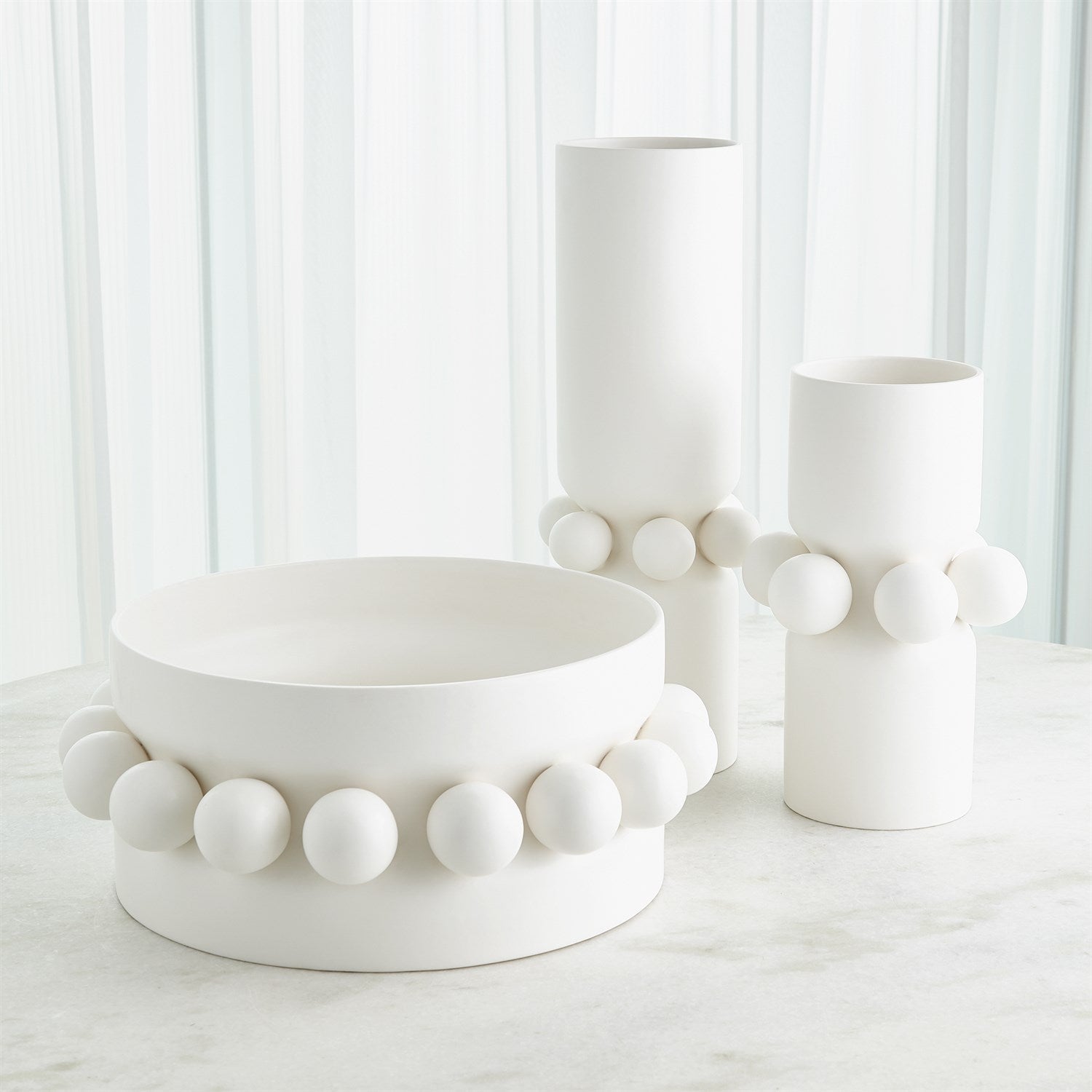 Global Views Matte White Hera Vase & Bowl