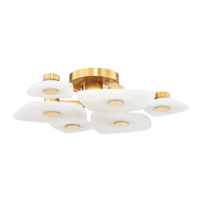 Hudson Valley Lighting Holmdel 6 Light 27.75 inch Aged Brass Semi Flush Ceiling Light
