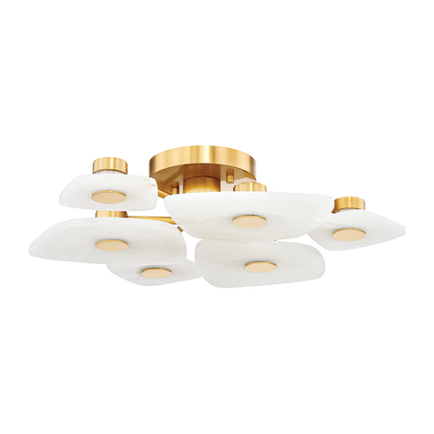 Hudson Valley Lighting Holmdel 6 Light 27.75 inch Aged Brass Semi Flush Ceiling Light