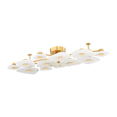 Hudson Valley Lighting Holmdel 12 Light 54 inch Aged Brass Semi Flush Ceiling Light