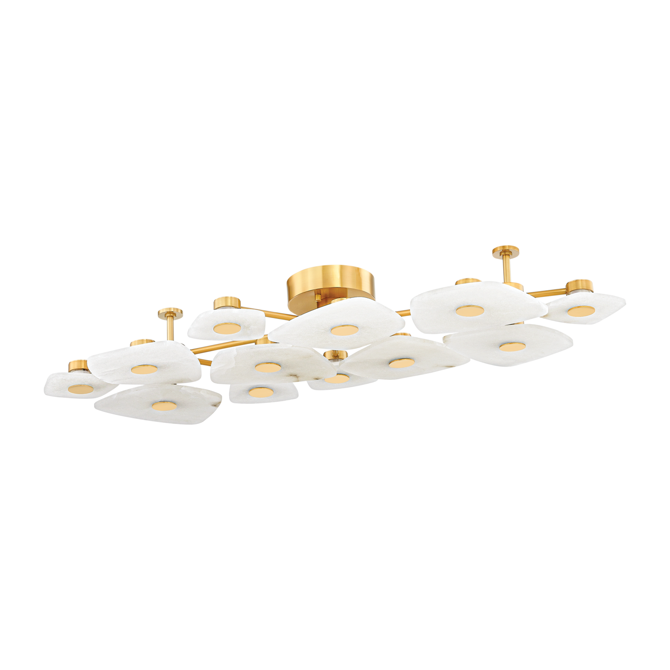 Hudson Valley Lighting Holmdel 12 Light 54 inch Aged Brass Semi Flush Ceiling Light