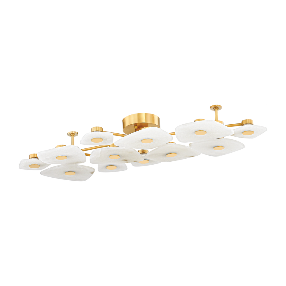 Hudson Valley Lighting Holmdel 12 Light 54 inch Aged Brass Semi Flush Ceiling Light