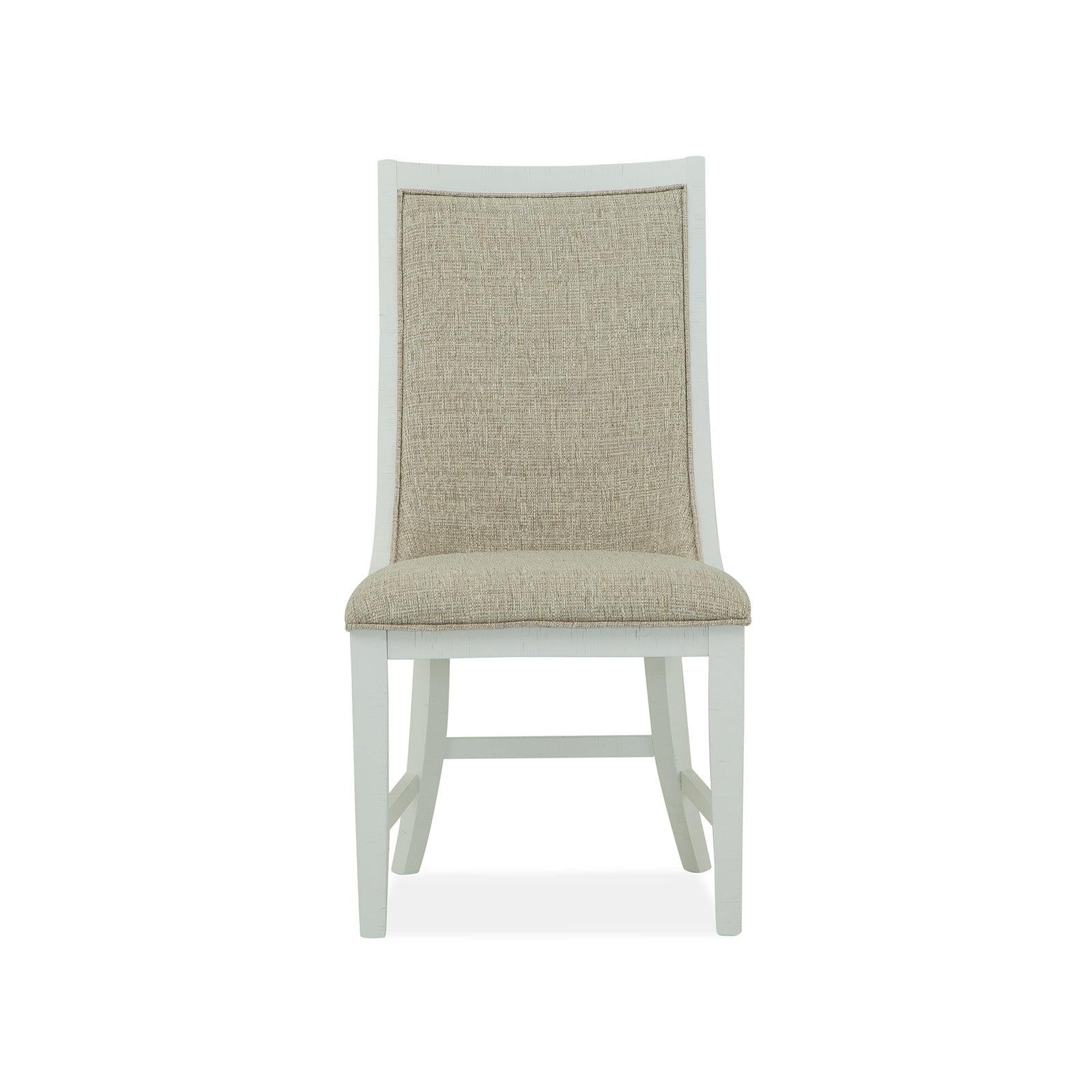 Magnussen Home Heron Cove Chalk White And Dovetail Grey Upholstered Host Chair Set of 2