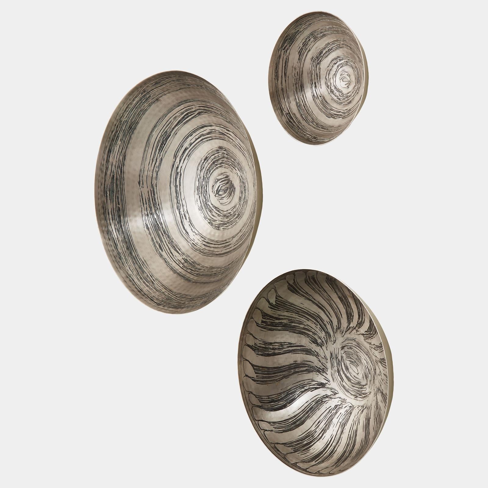 Global Views Sun Etched Wall Bowls Set of 3
