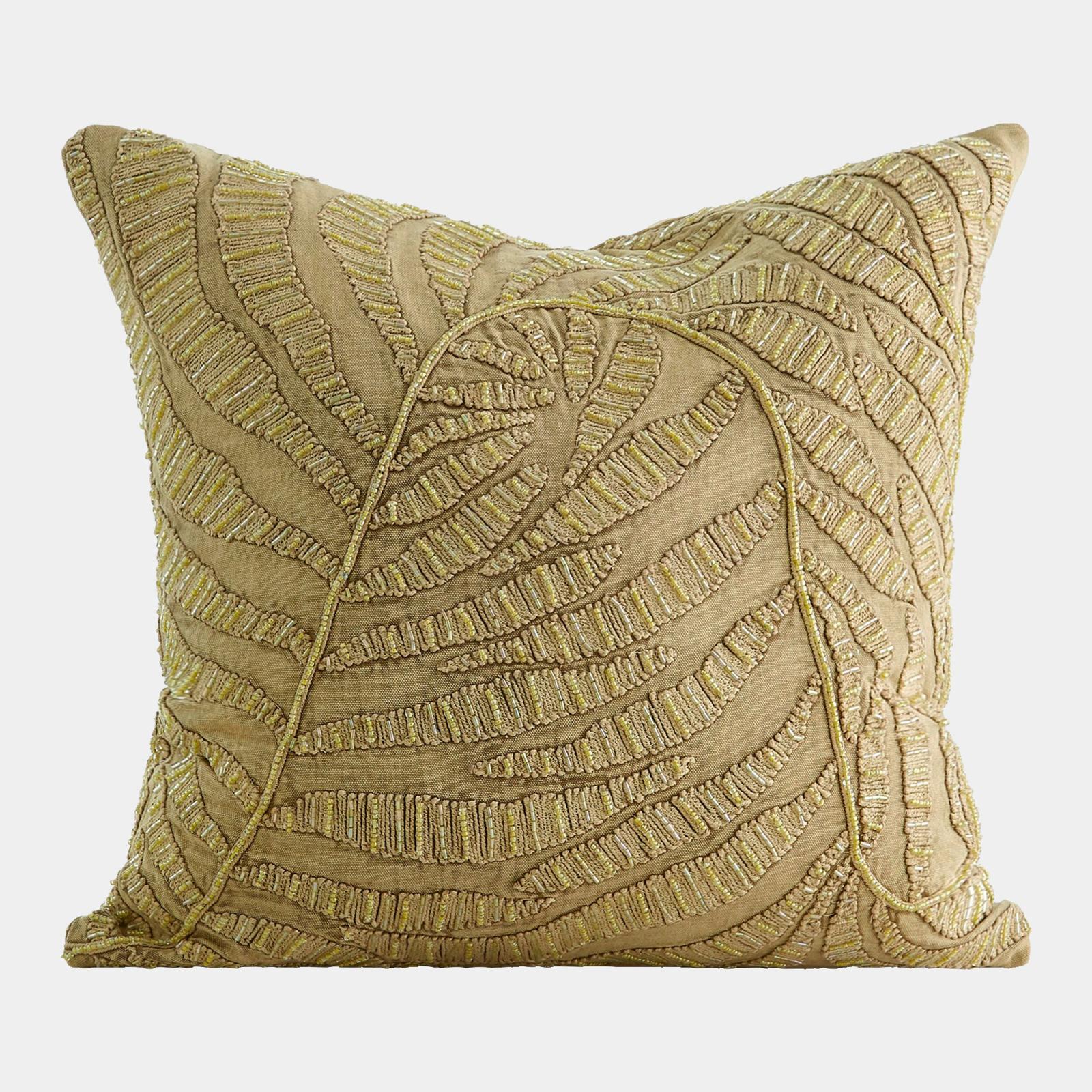 Global Views Beaded Palm Leaf Pillow Clearance