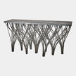 Global Views Vector Black Leather Marble Console