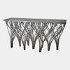 Global Views Vector Black Leather Marble Console