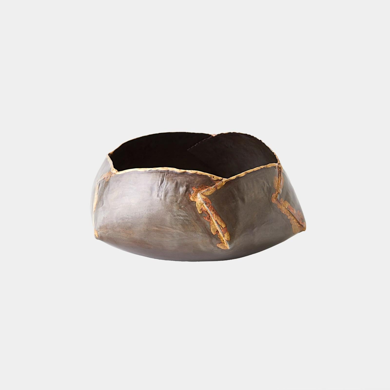 Global Views Pleated Armor Antique Gunmetal Bowl