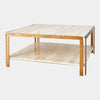 Global Views Kraft Light Bronze and Travertine Cocktail Table