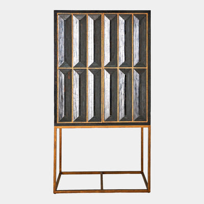 Global Views Bjorn Horn Black Inlay Bar Cabinet