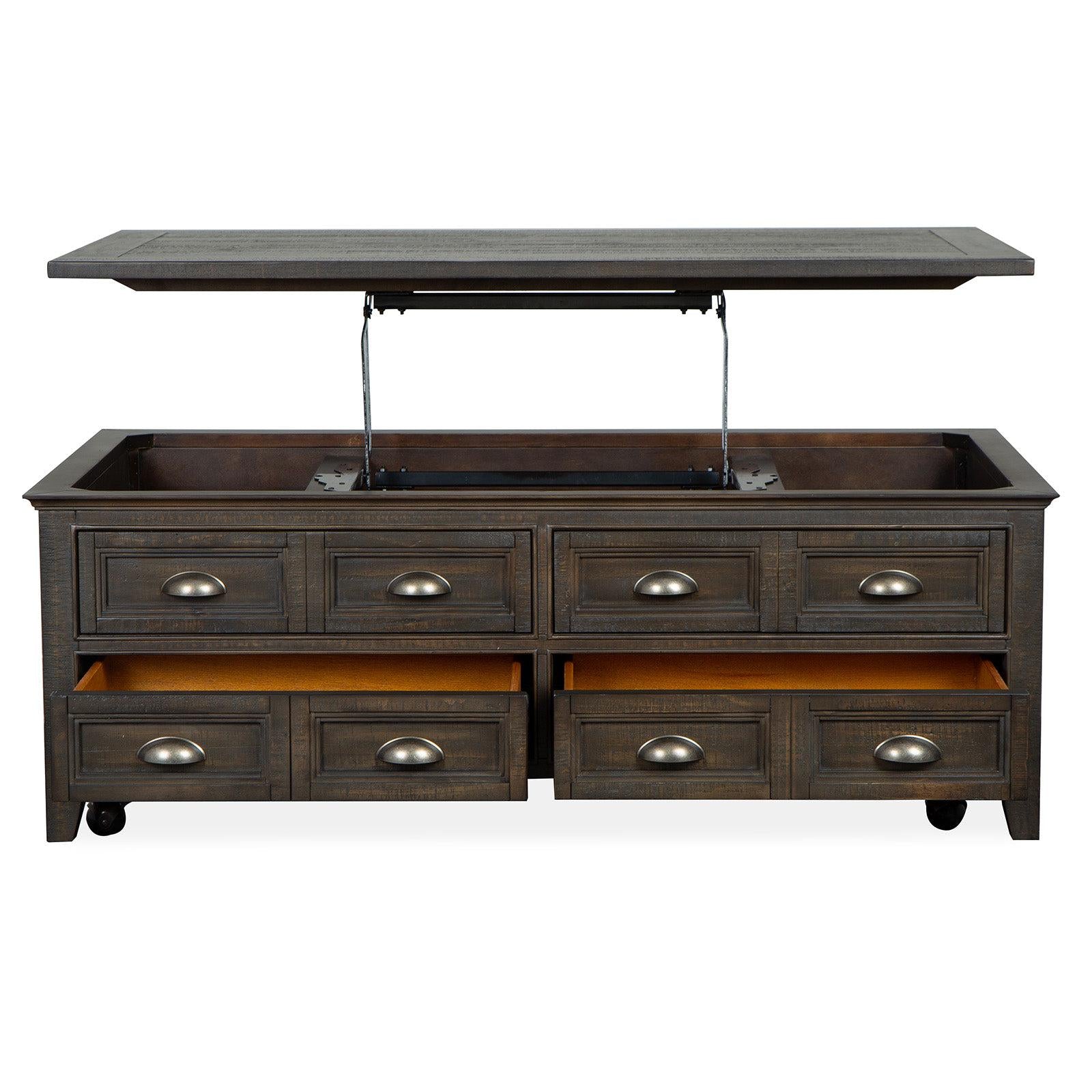 Magnussen Home Westley Falls Graphite Lift Top Storage Cocktail Table With Casters