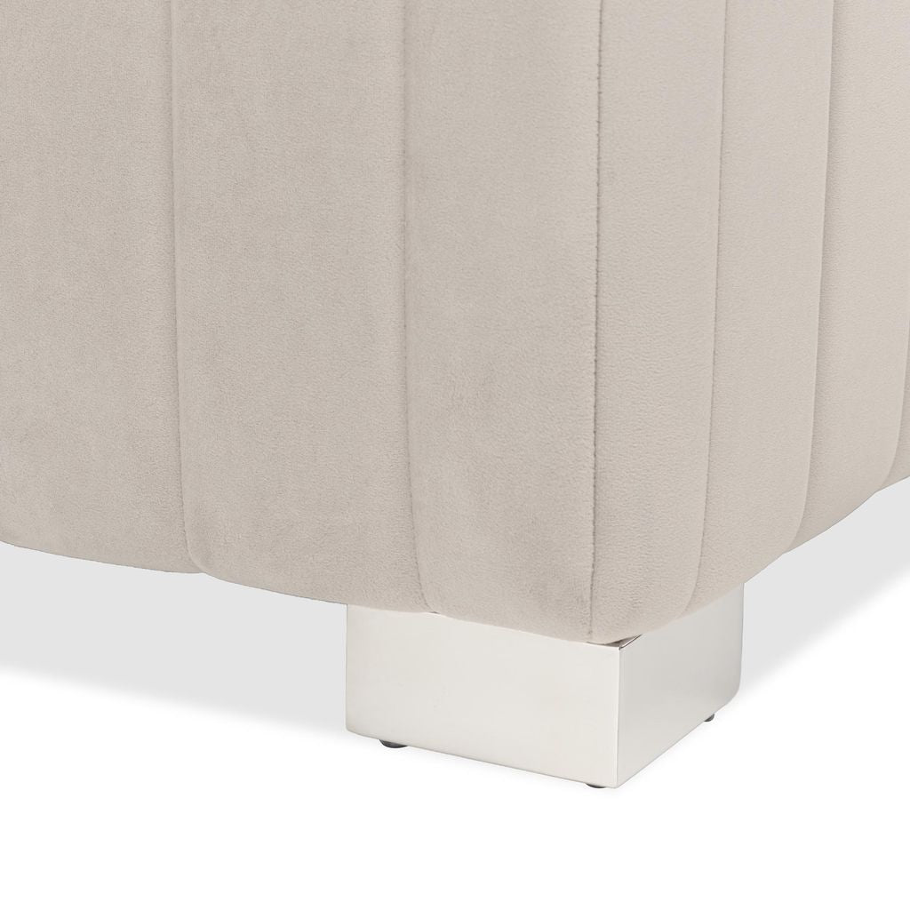 Michael Amini Amaryllis Velvet Accent Bench - Taupe/Chrome