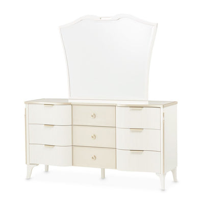 Michael Amini La Marisia Dresser with Mirror - Creamy Pearl