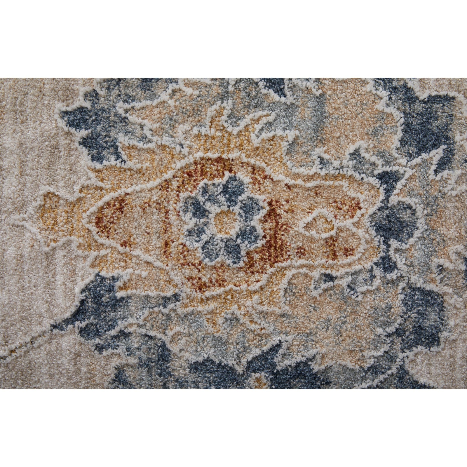 Feizy Pasha 39M9F Transitional Floral & Botanical in Taupe/Ivory/Blue