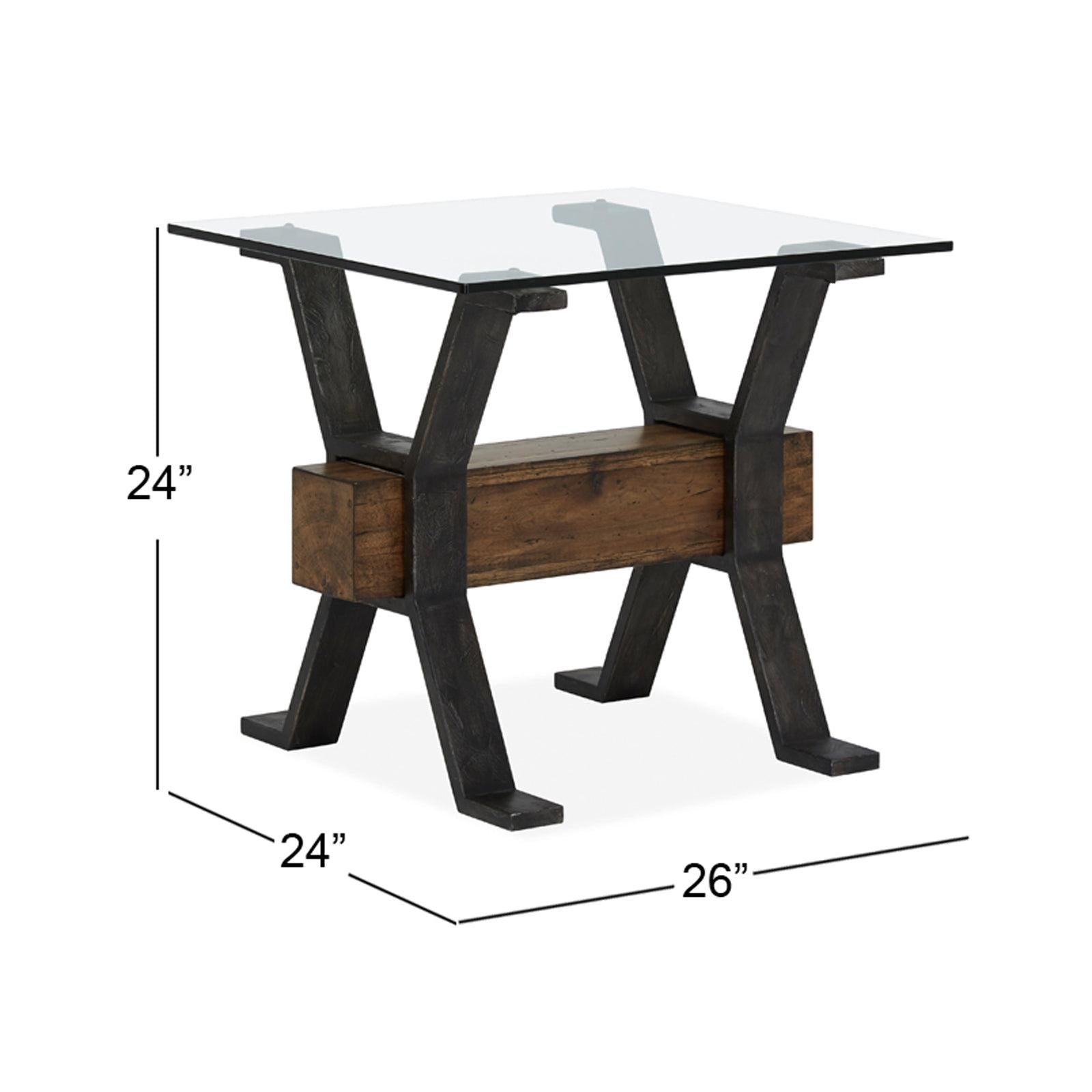 Magnussen Home Sawyer Toasted Nutmeg And Smoked Iron Rectangular End Table