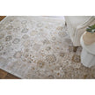 Feizy Cadiz 39SZF Traditional Floral & Botanical Rug in Ivory/Gray/Gold