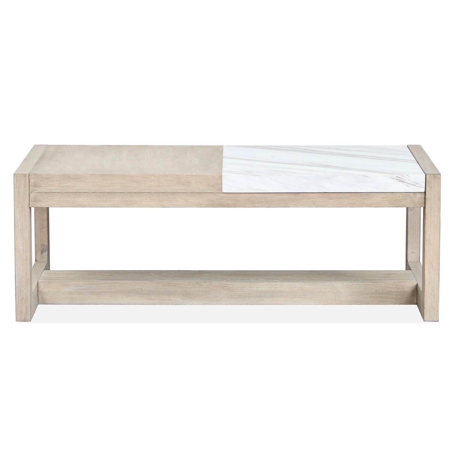 Magnussen Home Preston Gallery Buff And Antique Silver Rectangular Cocktail Table