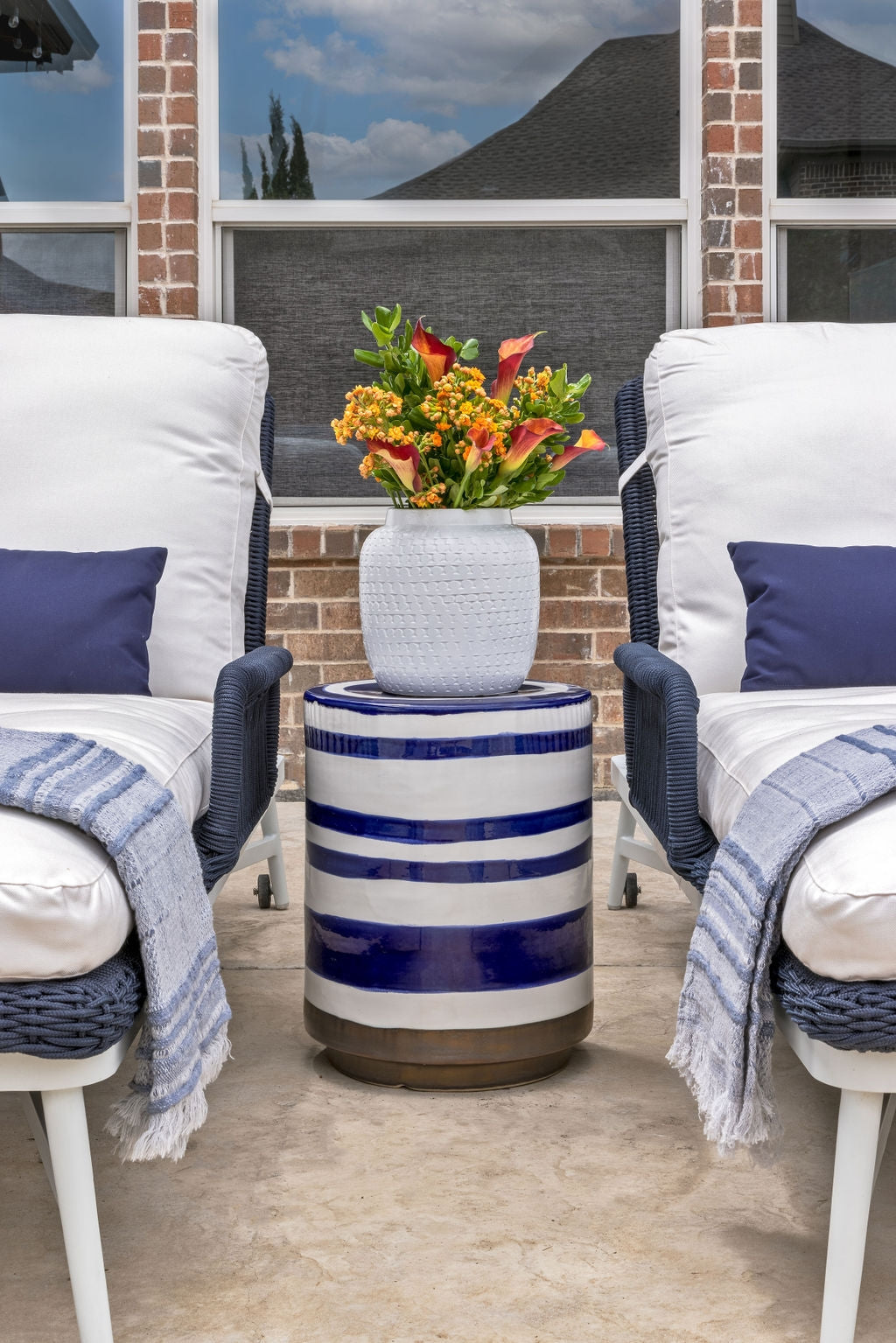 Belda Striped Outdoor Stool