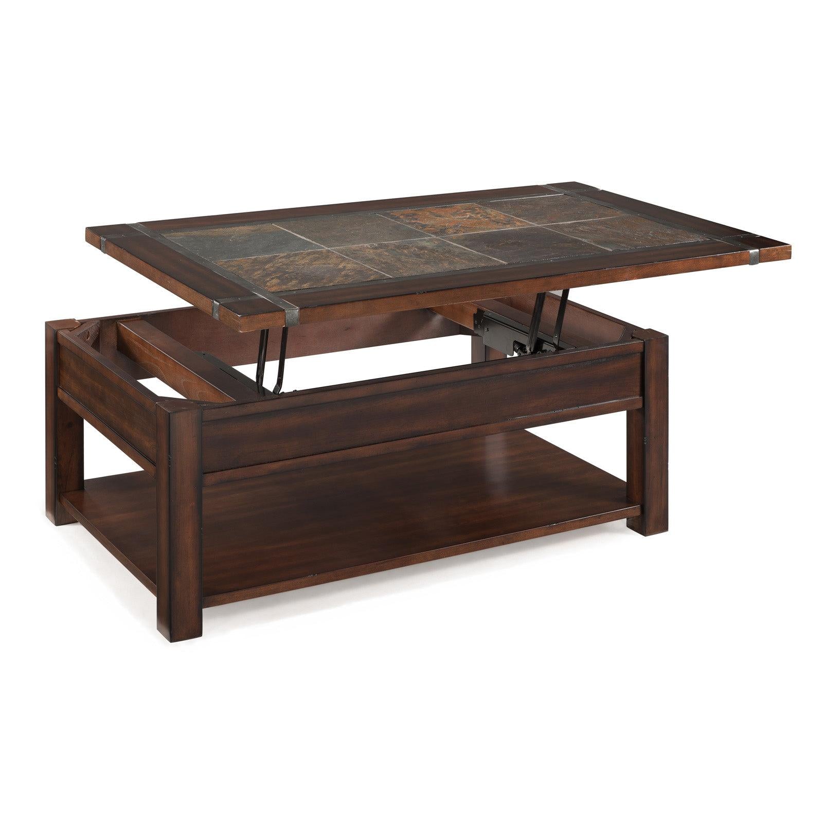 Magnussen Home Roanoke Cherry And Slate Rectangular Lift Top Cocktail Table With Casters