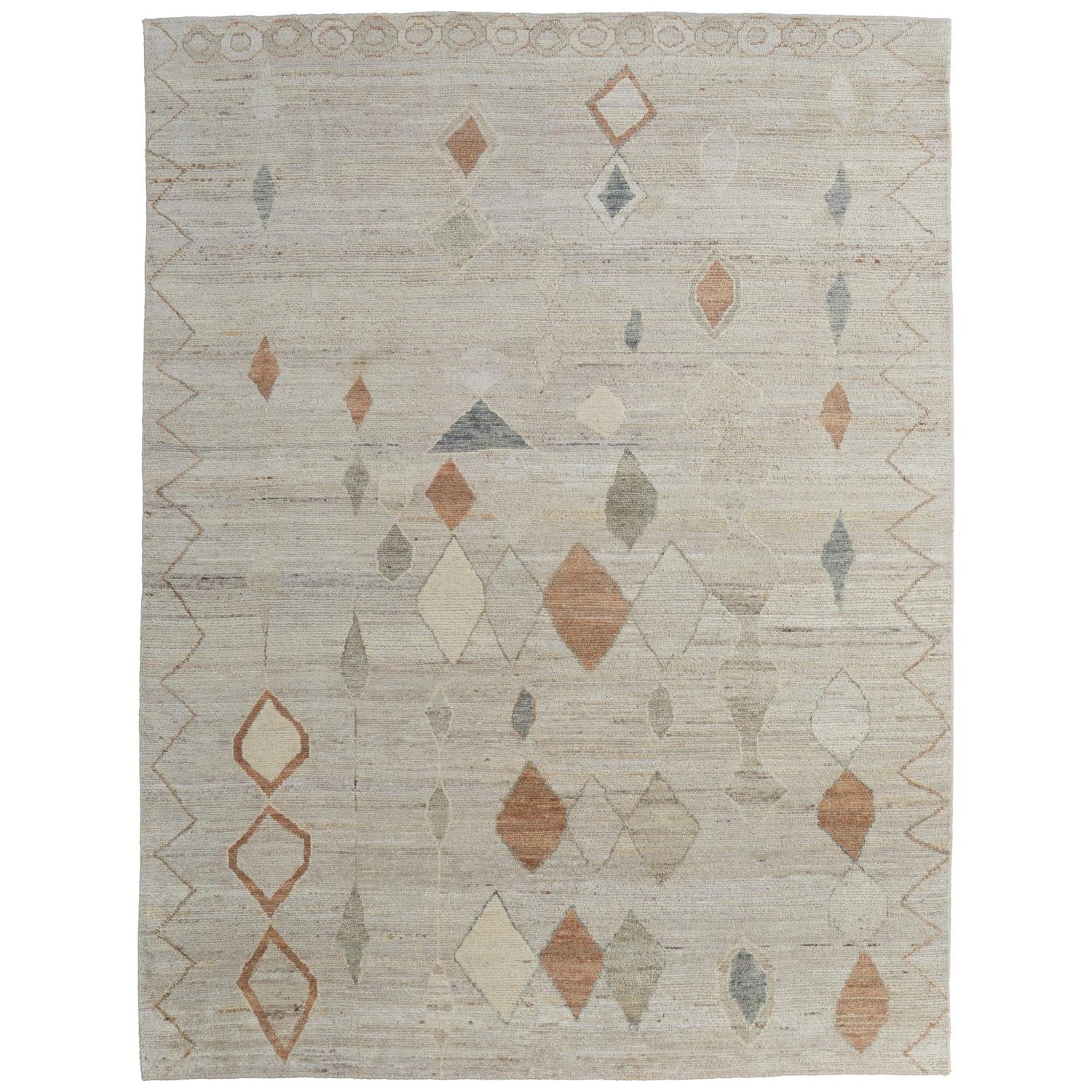 Feizy Kasbah 69G1F Transitional Moroccan Rug in Tan/Orange/Gray