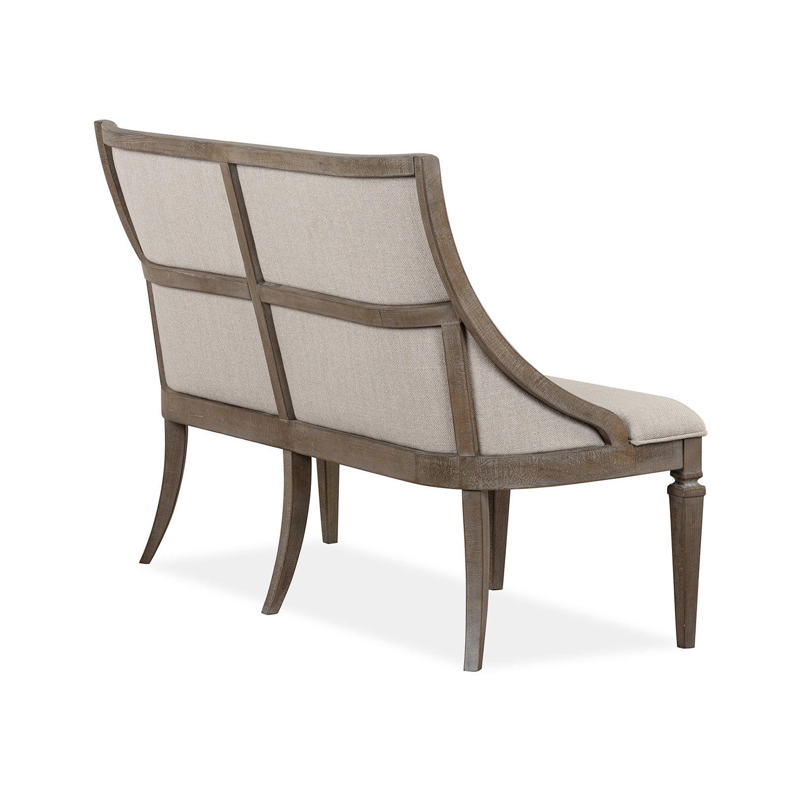 Magnussen Home Lancaster Dovetail Grey Upholstered Bench With Back