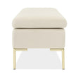 Michael Amini Zennia Velvet Accent Bench - Ivory/Gold