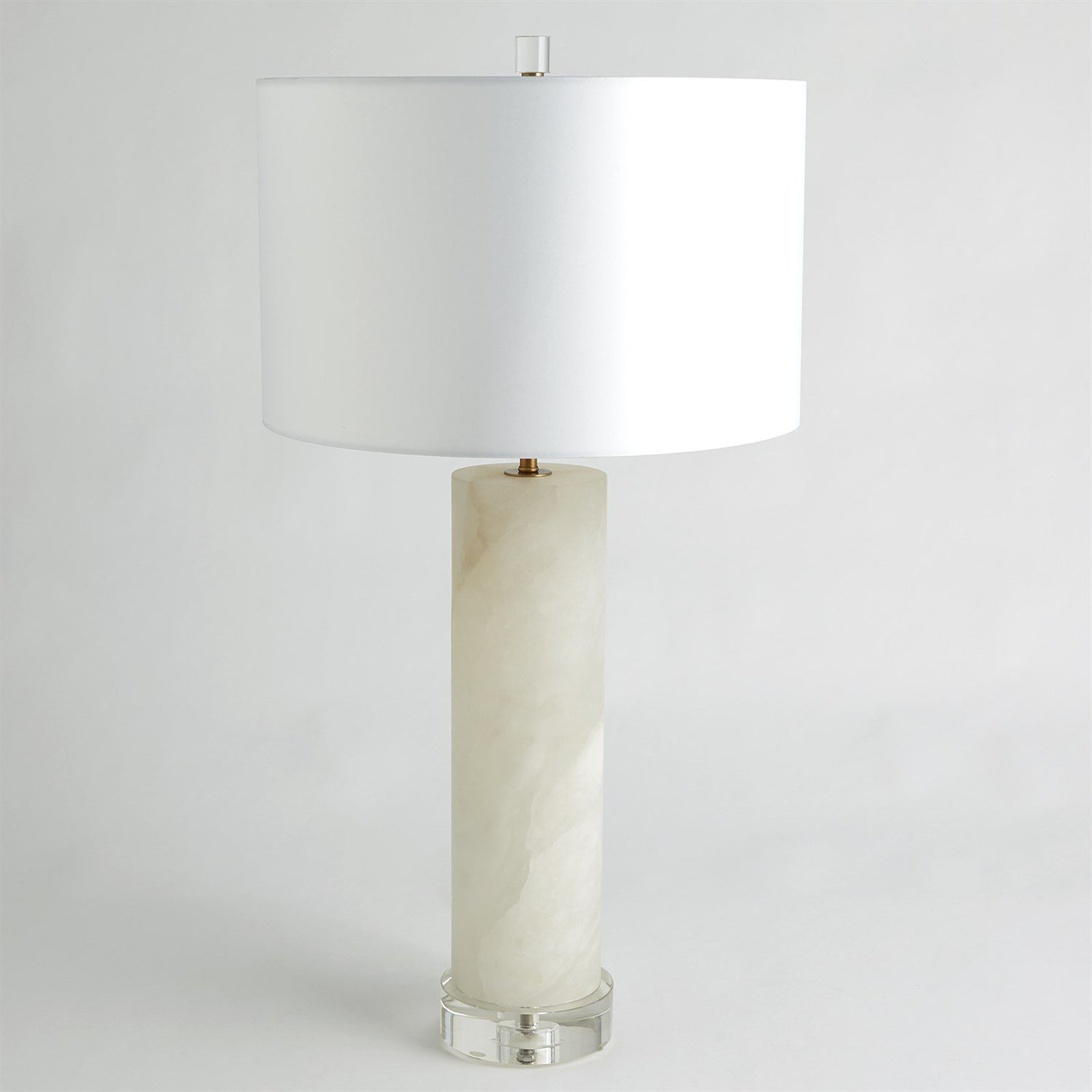 Global Views Brass Alabaster Cylinder Table Lamp