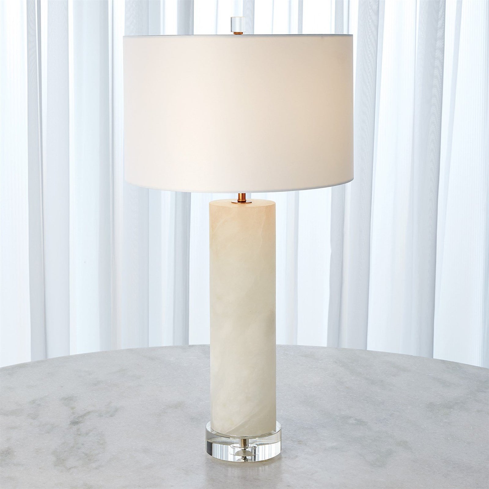 Global Views Brass Alabaster Cylinder Table Lamp