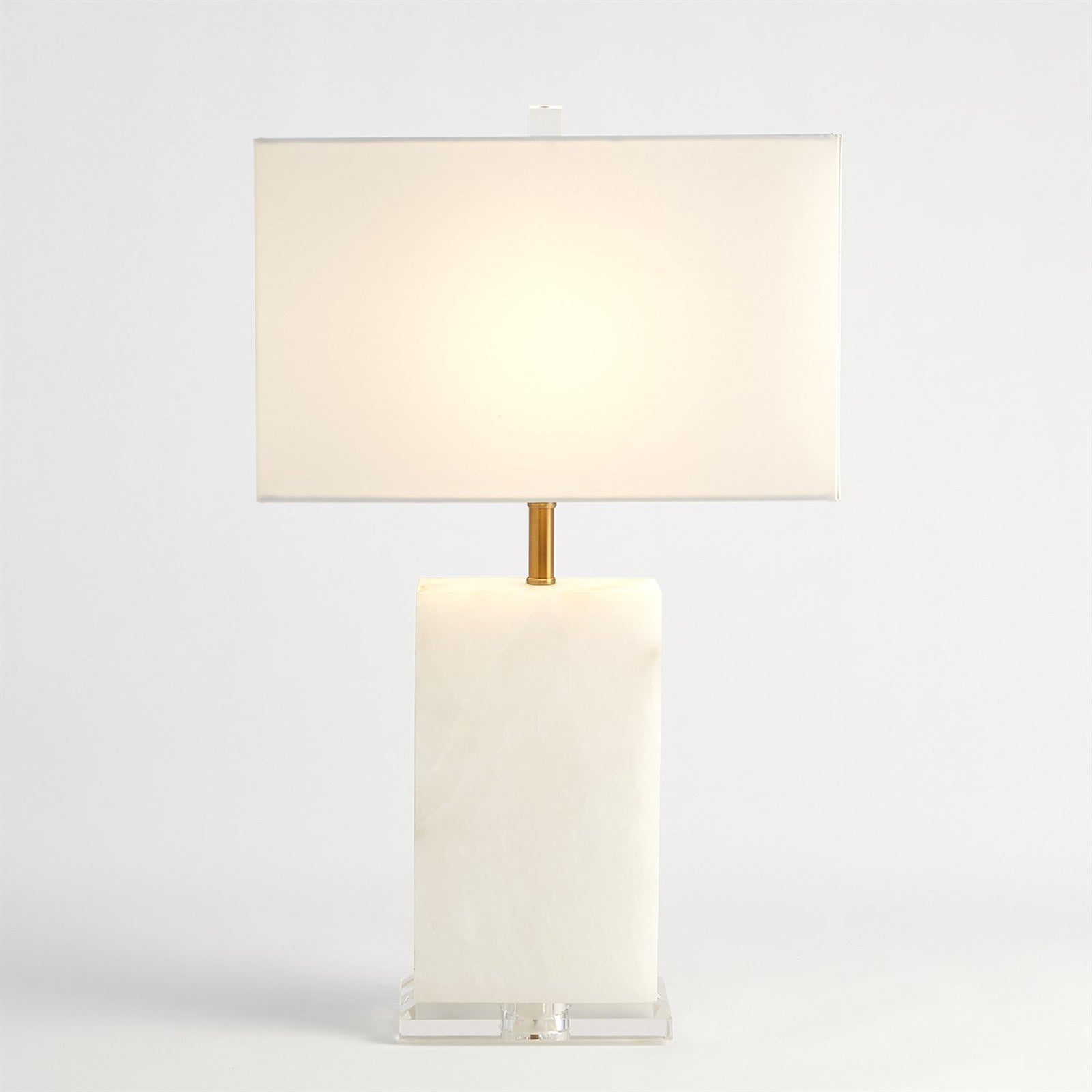 Global Views Brass Alabaster Rectangular Table Lamp
