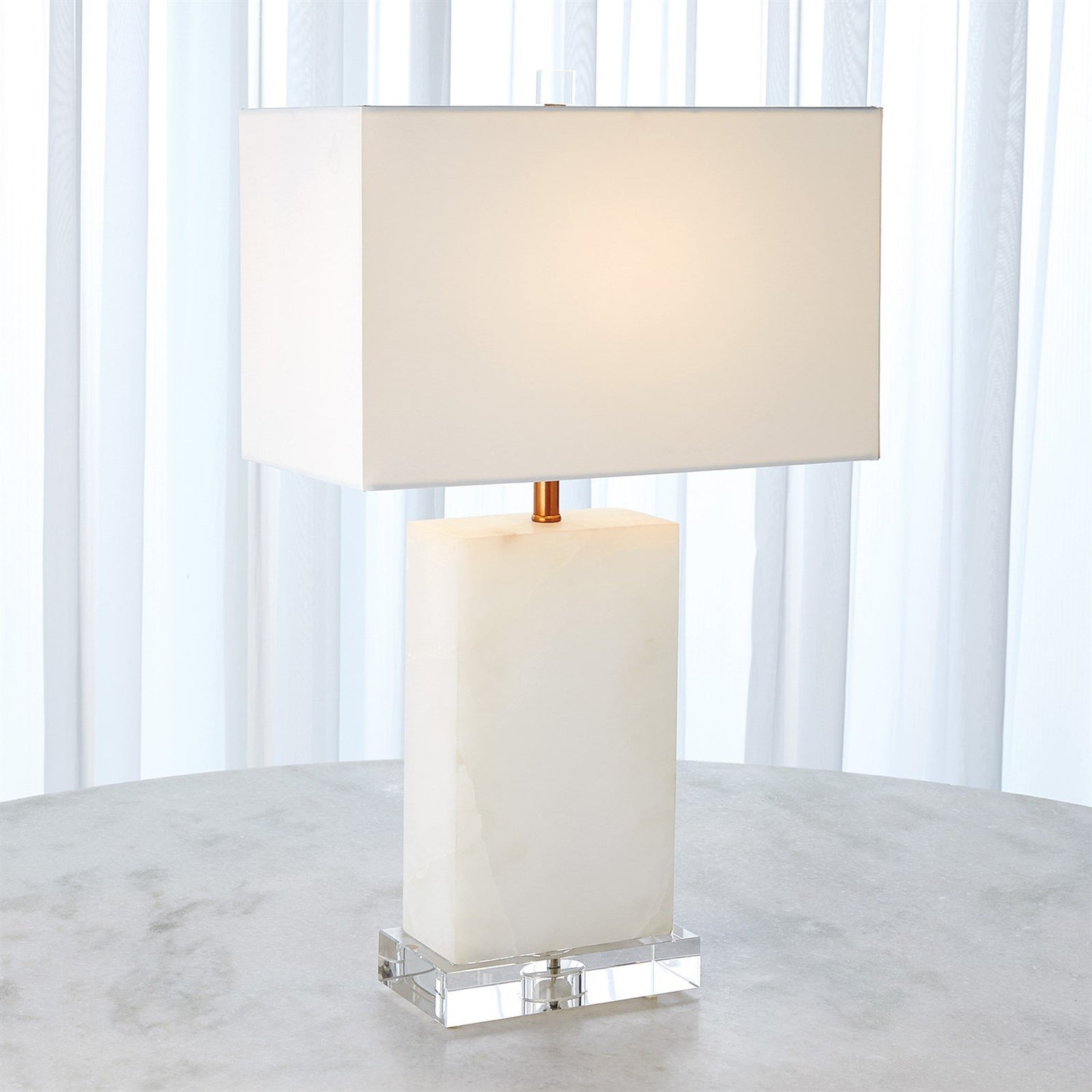 Global Views Brass Alabaster Rectangular Table Lamp