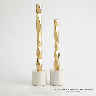 Global Views Brass Facet Block Sculpture