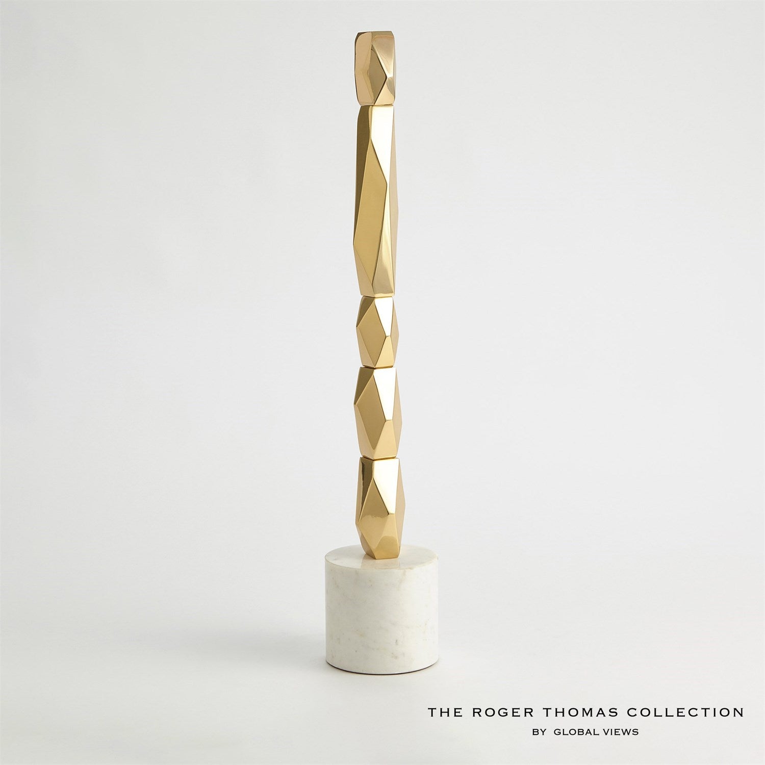 Global Views Brass Facet Block Sculpture