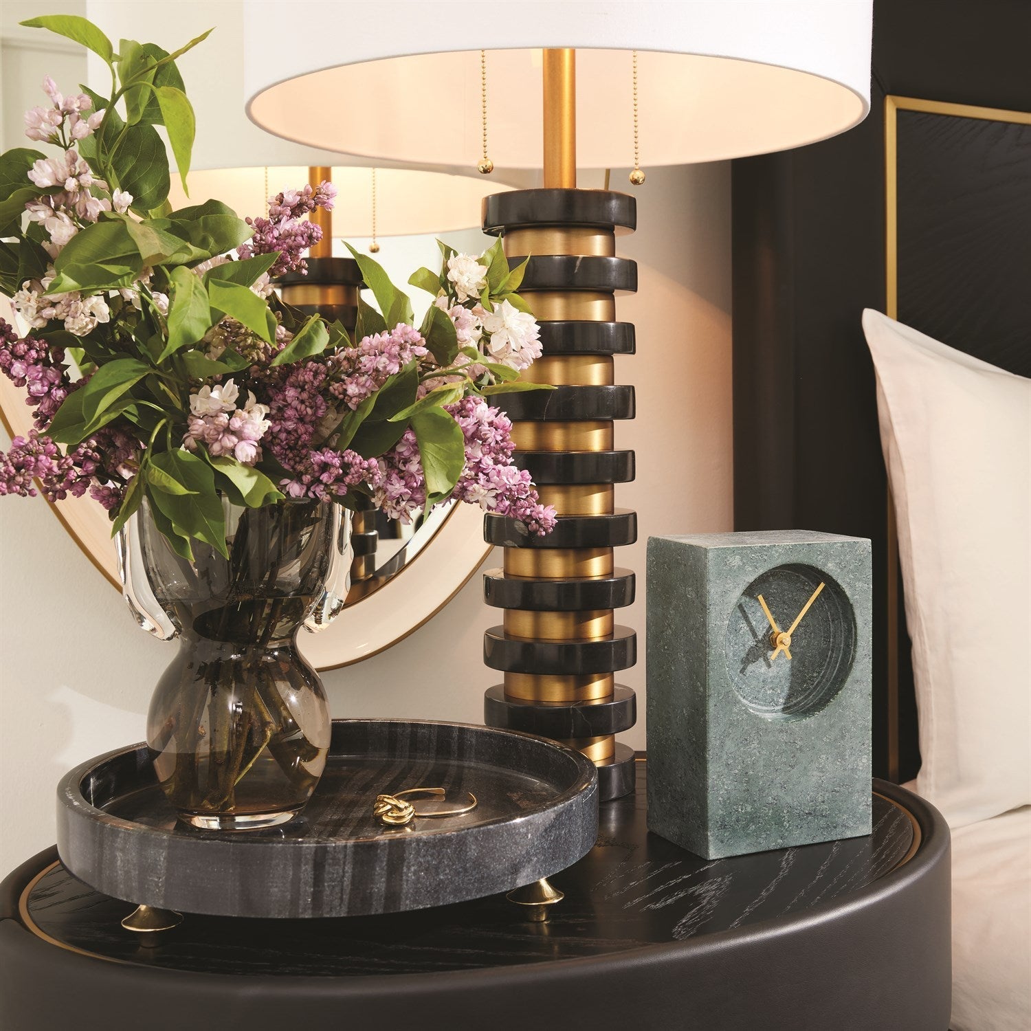 Global Views Black Marble Stack Lamp