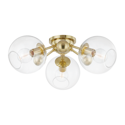 Hudson Valley Lighting Abbott 3 Light 24.5 inch Aged Brass Semi Flush Ceiling Light