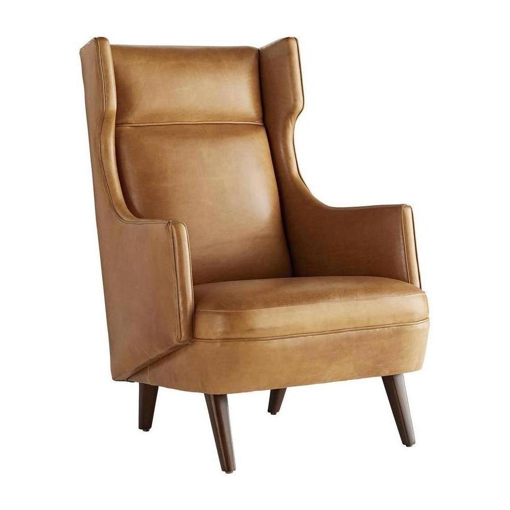Arteriors Budelli Wing Chair Cognac Leather Dark Walnut