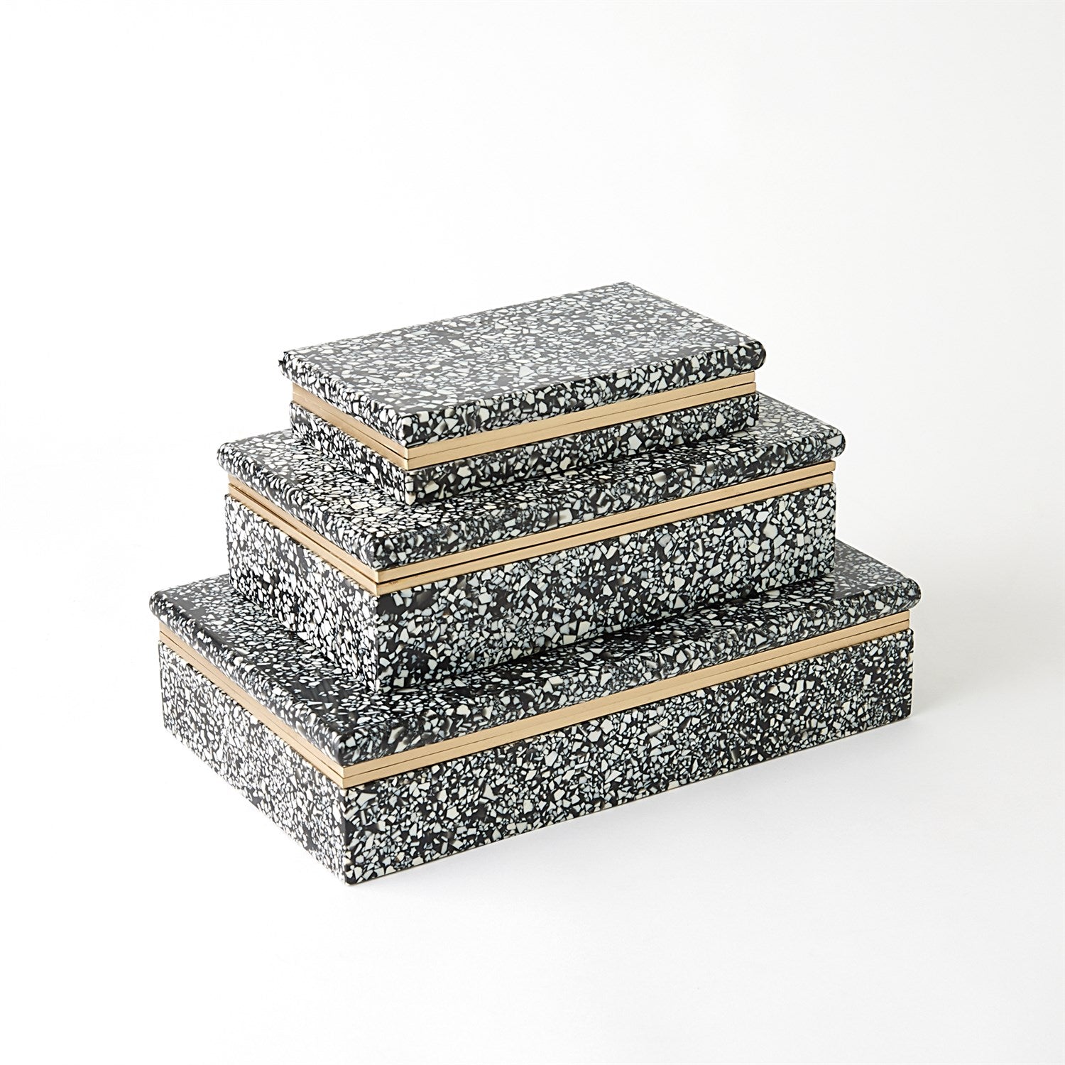 Global Views Black White Terrazzo Box