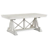 Magnussen Home Heron Cove Chalk White And Dovetail Grey Extendable Trestle Dining Table