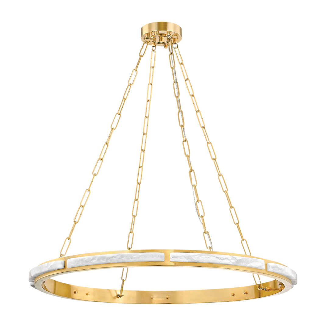 Hudson Valley Lighting Wingate 1 Light 36 inch Aged Brass Chandelier Ceiling Light