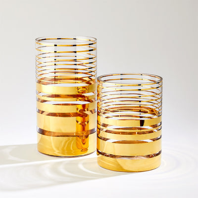 Global Views Shimmering Gold Striped Vase Hurricane