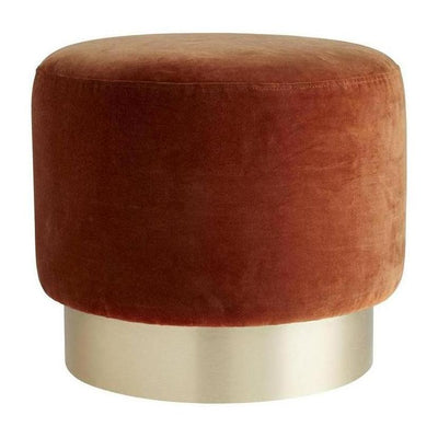 Arteriors Avalon Ottoman Persimmon Velvet Champagne Swivel