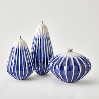 Global Views Cobalt Furrow Vase