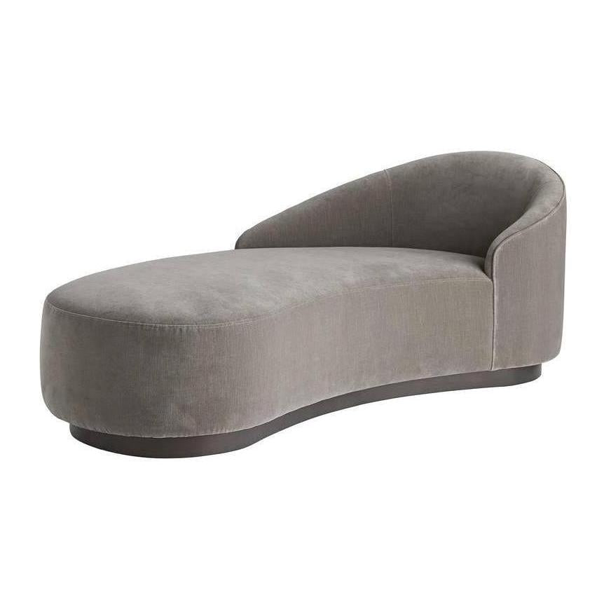 Arteriors Turner Chaise Sharkskin Velvet Grey Ash, Left Arm