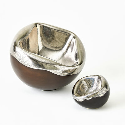 Global Views Platinum Crackle Squished Bowl