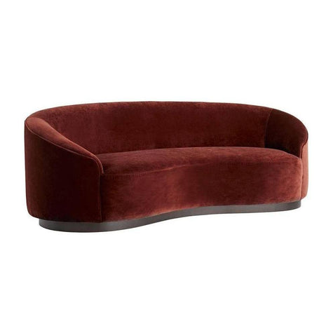 Arteriors Turner Small Sofa Paprika Velvet Dark Walnut