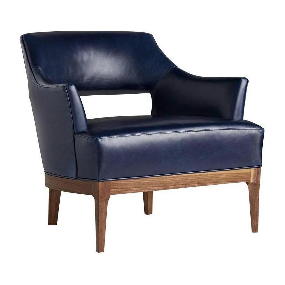 Arteriors Laurette Chair Indigo Leather Dark Walnut