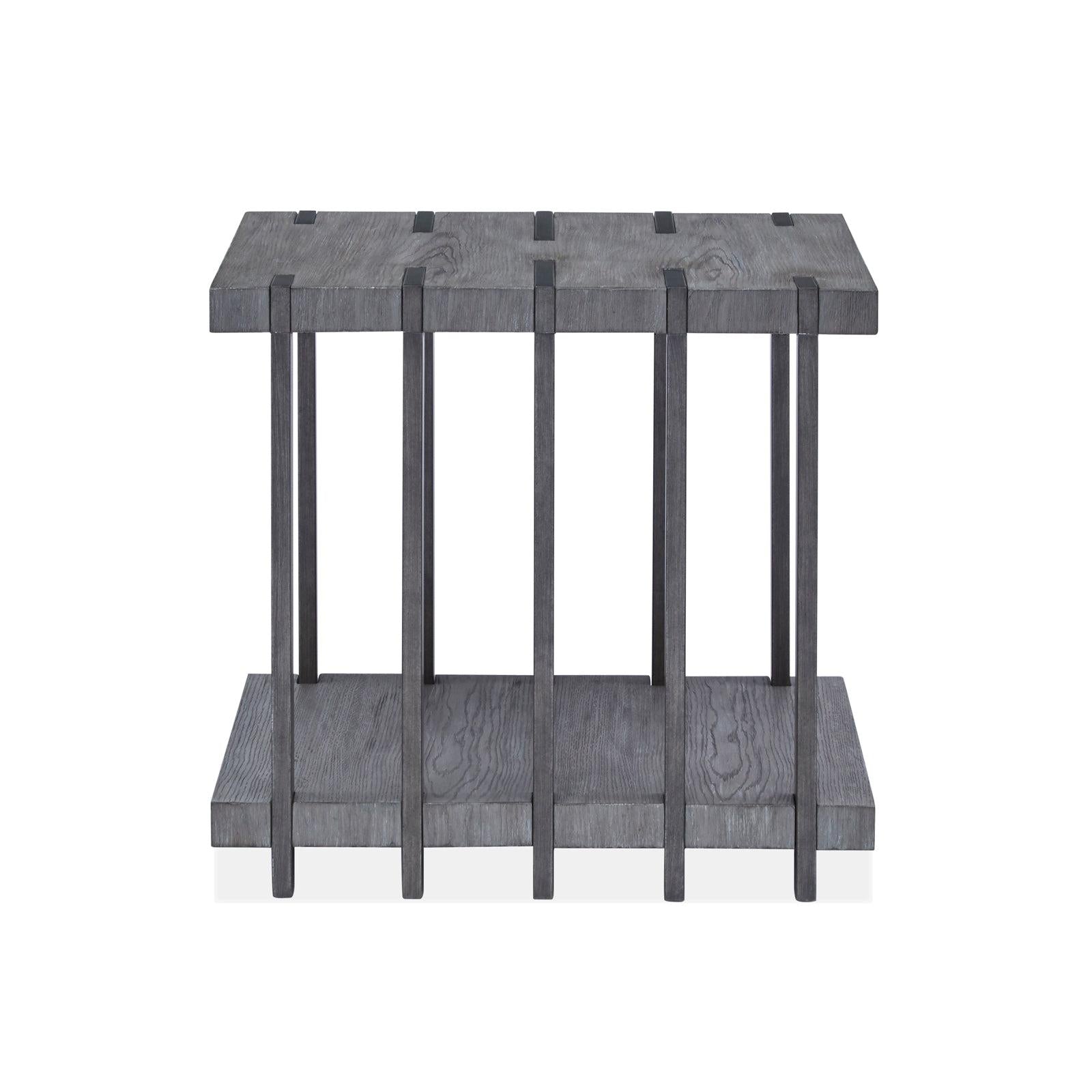 Magnussen Home Eldridge Weathered Gravel And Satin Bronze Rectangular End Table