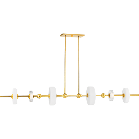 Hudson Valley Lighting Maynard 6 Light 60 inch Aged Brass Island Light Ceiling Light
