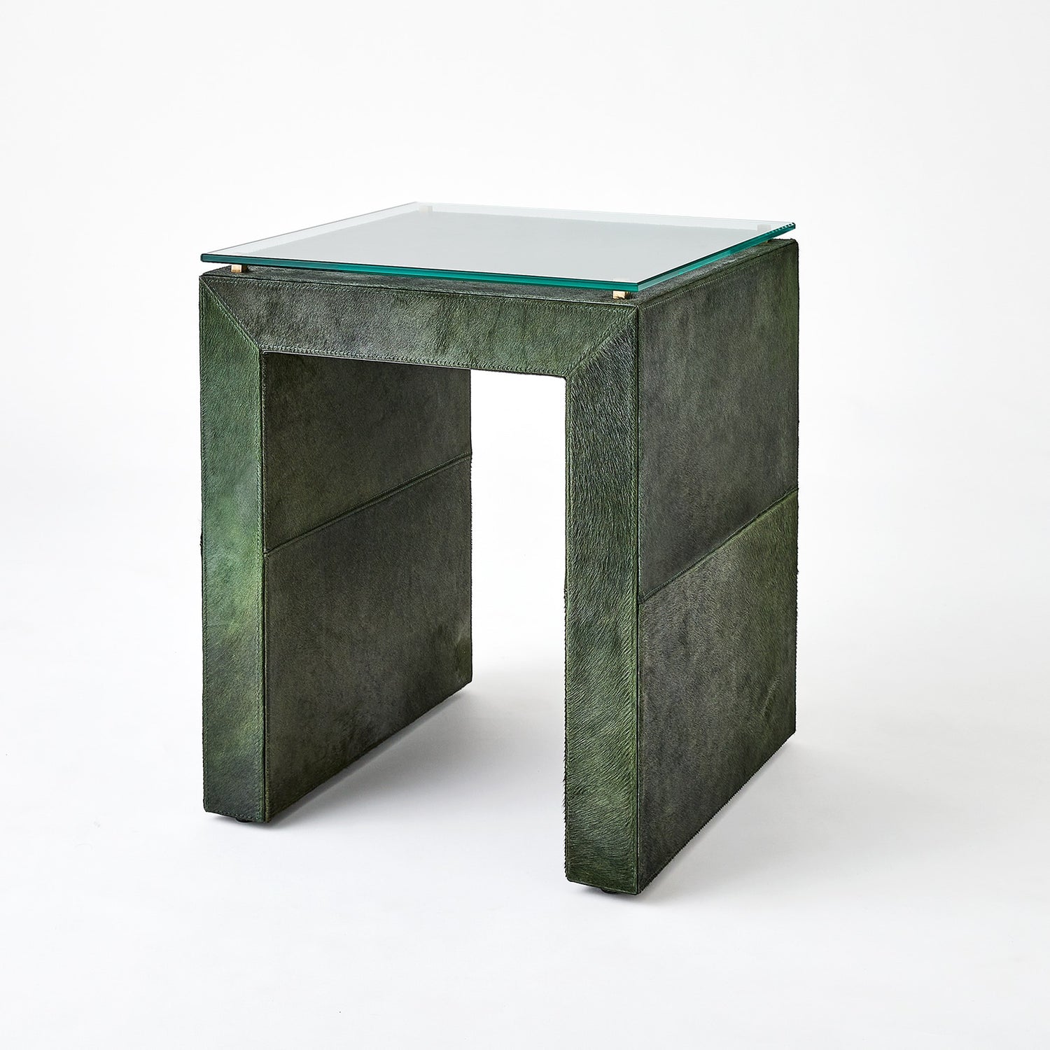 Global Views Posh Side Table Hair on Hide Green